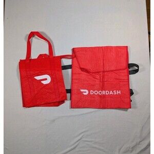 Lot of 2 Doordash Insulated Food Delivery Bag 15x13x9 and Pizza Bag 19x19x5
